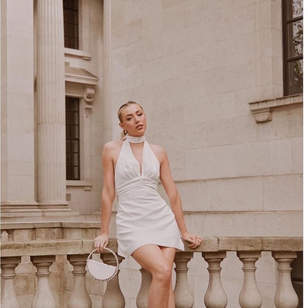 Rarely Available Ultimate Muse White Halter Mini Dress